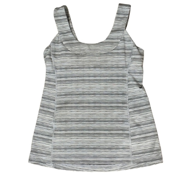 Lululemon Scoop Neck Low Back Mini Cyber Stripe White Silver Fox Tank 10 - Picture 2 of 16